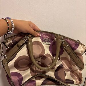 Coach Women's Purple and Brown Satchel